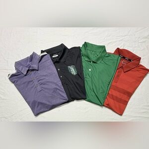 Lot of 4 Nike golf Men’s polo shirts stripped/solid size Medium shorts sleeves
